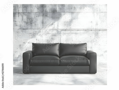 Black Leather Sofa 3D Render