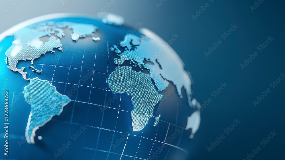 Digital Blue Pixelated Globe Global Connectivity Concept Digital Blue Pixelated Globe Global Connectivity Concept
