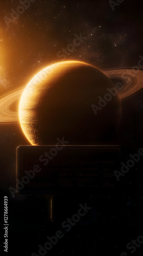 Golden Ringed Planet Digita...