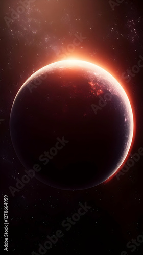 Fiery Planet Sunrise 3D Render