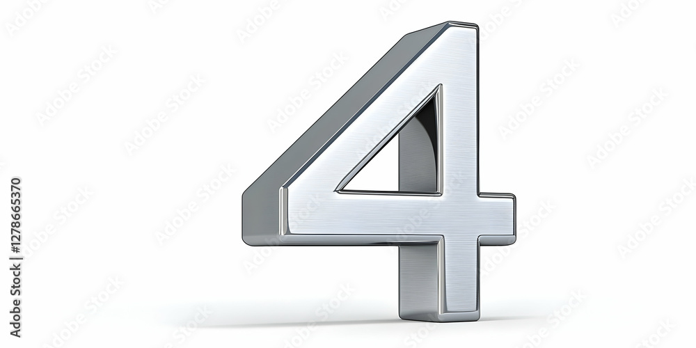3D Chrome Number Four Render 3D Chrome Number Four Render
