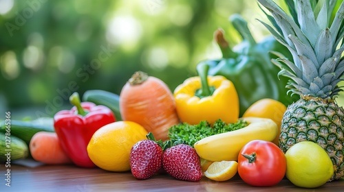 Wallpaper Mural Close-up of vibrant fresh vegetables and fruits on wooden table, symbolizing healthy blood pressure foods, emphasizing natural nutrition and wellness.
 Torontodigital.ca