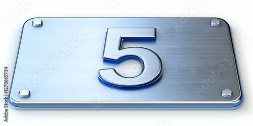 3D Metal Number Five Plate ...