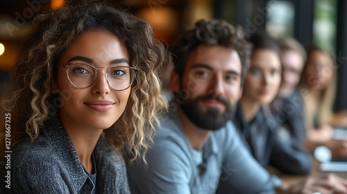 Cafe Group Portrait, Friendly Smiles, Casual Setting