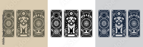 warrior dog vector playing card tattoo design