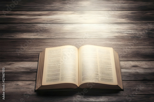Open Book on Wooden Backgro...