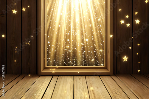 Golden Starry Window Wooden...