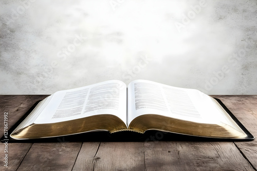 Open Holy Book Wooden Table...