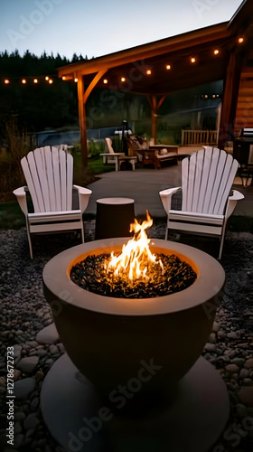 Evening Fire Pit Scene Illu...