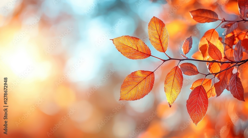 A lush branch adorned with vibrant leaves set against a softly blurred natural background A lush branch adorned with vibrant leaves set against a softly blurred natural background
