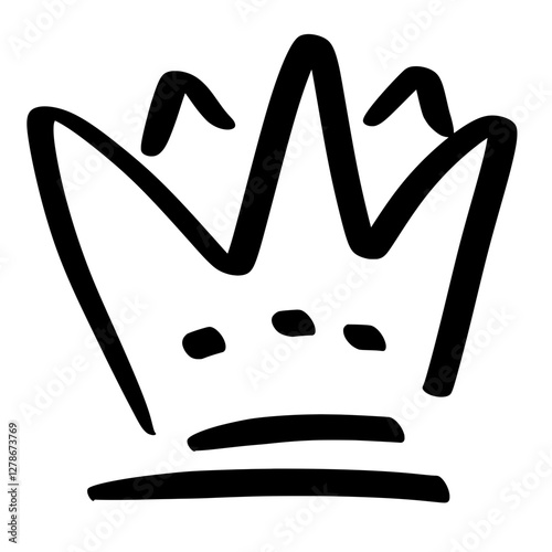 Sketch crown. Simple graffiti crowning, elegant queen or king crowns hand drawn 