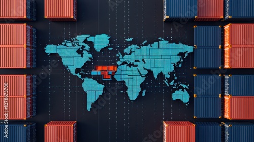 Optimizing aerial logistics hub global port container stacks urban environment bird's eye view transportation efficiency