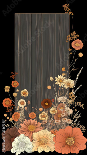 Floral Wood Illustration