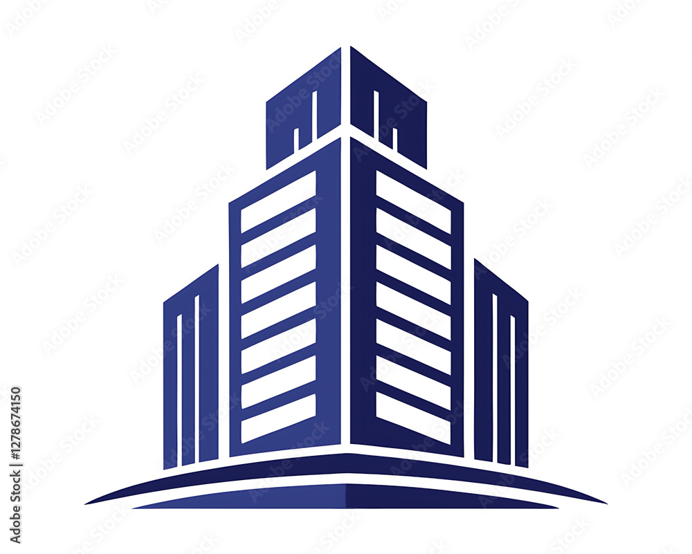 Fototapeta premium High-rise building silhouette vector illustration on white background silhouette vector illustration, logo type