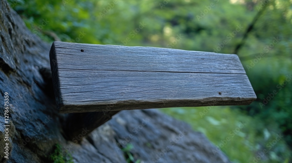 Naklejka premium Mystical wooden sign leading to adventure