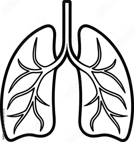  Line Art Human Lungs vector