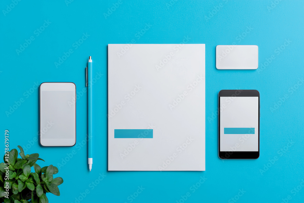 White stationery set displays professional and clean presentations White stationery set displays professional and clean presentations