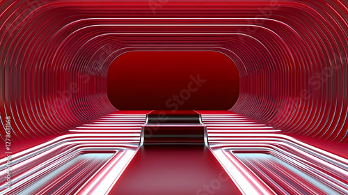 Abstract 3D Red Tunnel Back...