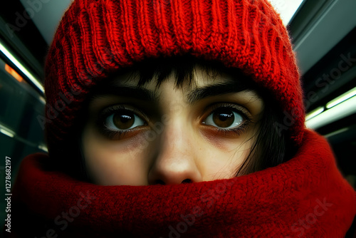 Red Knitted Hat and Scarf P...