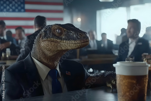 Raptor in Suit 3D Illustration