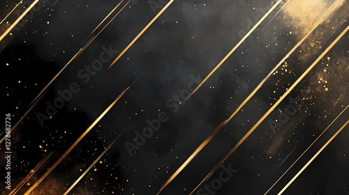 Abstract illustration of luxurious black lines on a gradient background with golden accents