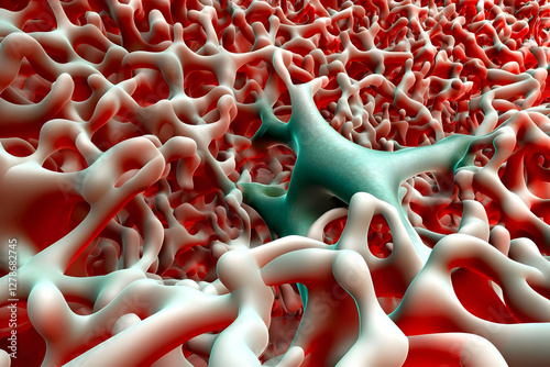 Abstract 3D Red and White O...