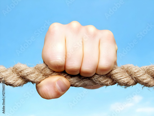 Strong Hand Grip on Rope Il...