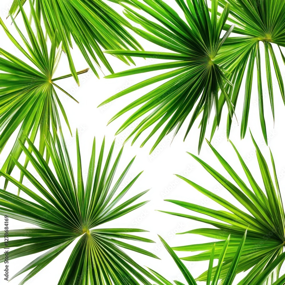 Fototapeta premium Tropical palm leaves on white background
