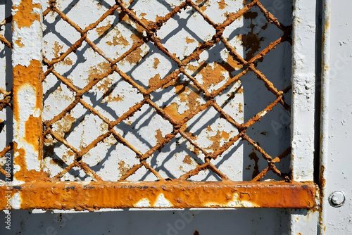 Rusty Wire Mesh on White Pa...