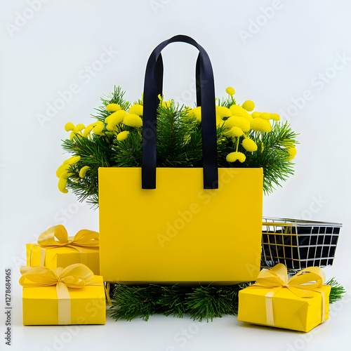 Yellow Shopping Bag Illustr...