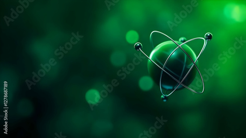 Green Atom 3D Illustration