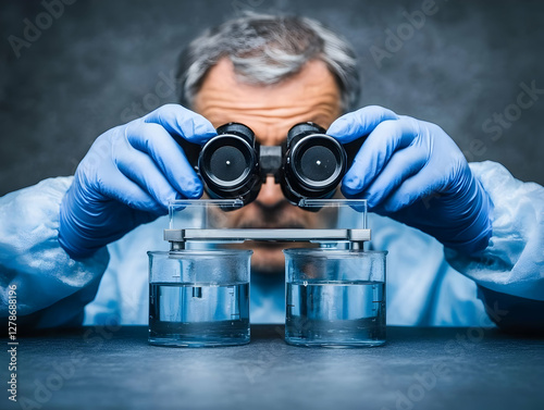 Lab Scientist with Binocula...
