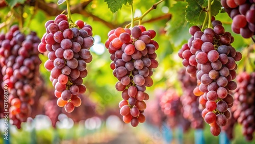 Wallpaper Mural Dense cluster of ripe red grapes hanging from a vine , wine, cluster Torontodigital.ca