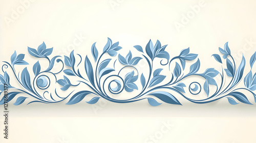 Elegant Blue Floral Illustr...