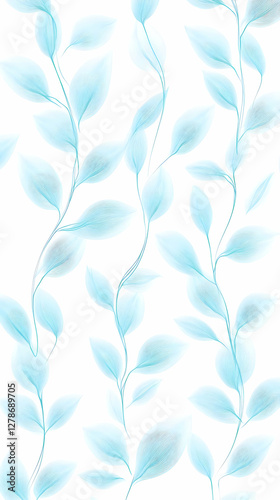 Abstract Light Blue Leaves ...