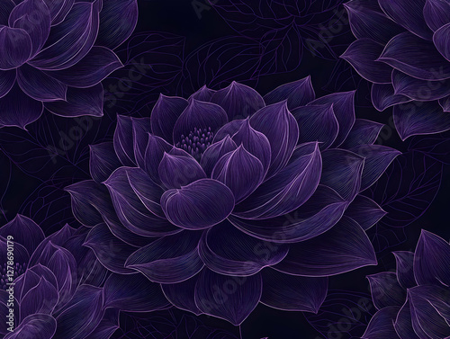 Dark Purple Floral Illustra...
