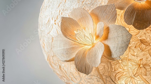 Contemporary Paper Lantern with Intricate Floral Embellishments
