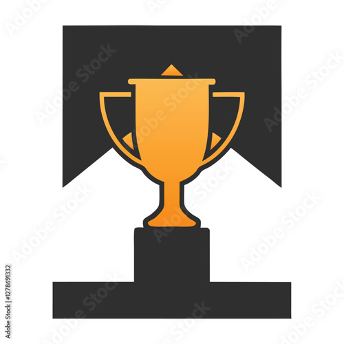 Award Trophy Podium Vector Icon for Achievements.