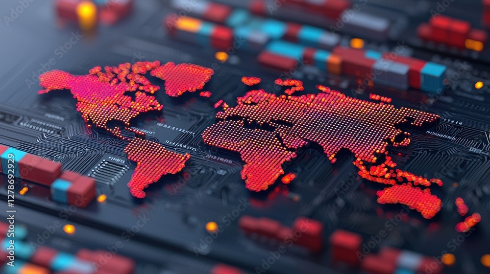 Fototapeta premium Logistics optimization event global transportation hub infrastructure digital environment aerial view transportation network