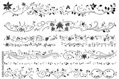 Floral Swirls Illustration Set