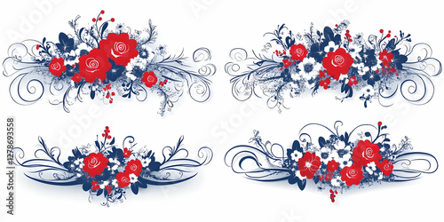Floral Illustration: Red an...