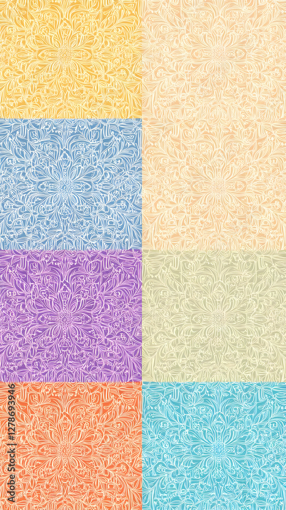 Fototapeta premium Colorful Floral Illustration Seamless Pattern