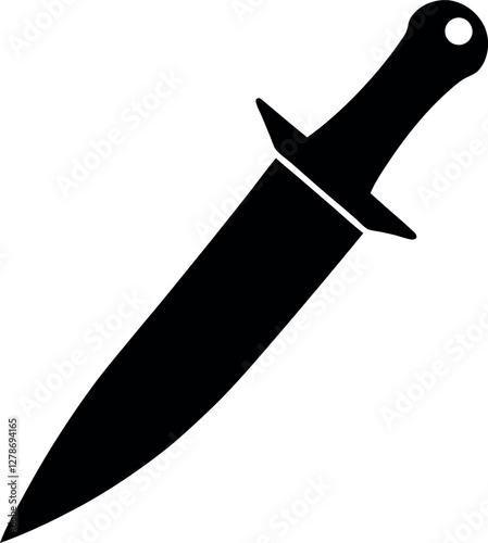 Minimalist Black Knife Silhouette Vector Illustration | Simple Icon for Cutting, Cooking, Hunting, Survival, and Weapon Design Elements