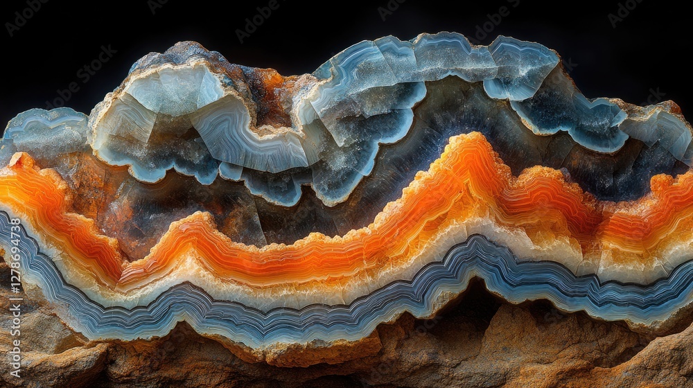 Obraz premium Stunning Agate Geode Slice with Blue and Orange Layers