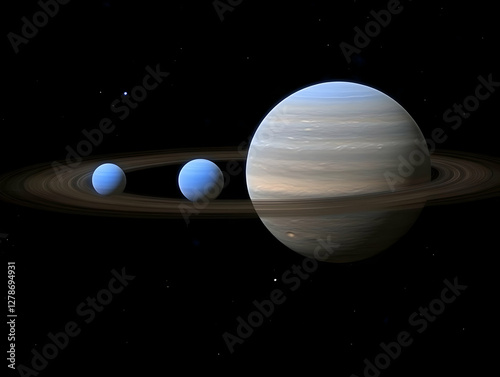 Cosmic Rings 3D Illustration