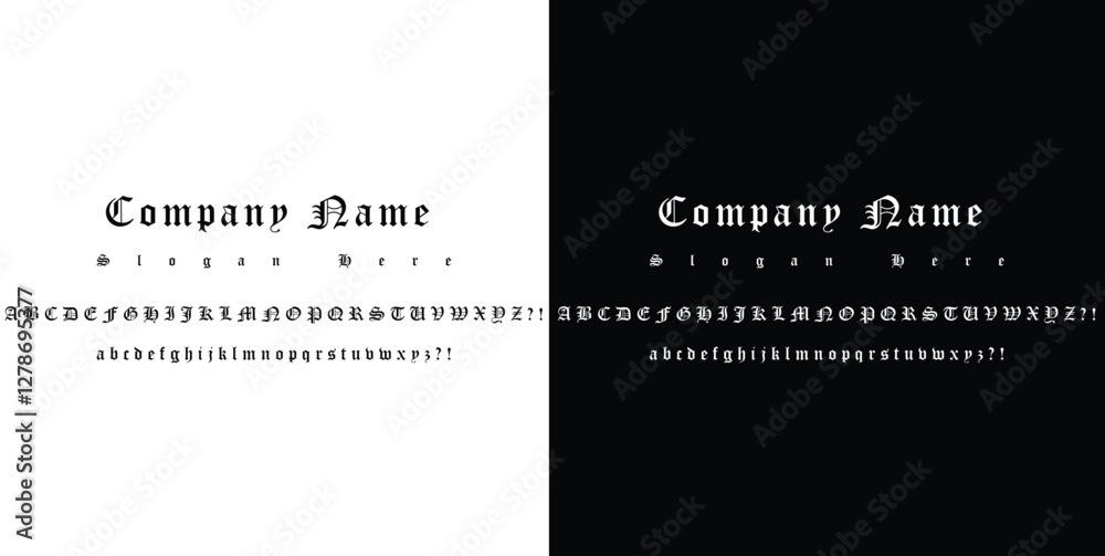 Gothic Blackletter Font Template for Branding | Elegant Vintage Typeface for Logo, Business, and Design Projects | Uppercase & Lowercase Alphabet Set | Vector File for Microstock