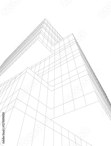 Futuristic Urban Wireframe. Geometric High-Rise Concepts