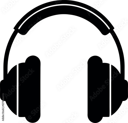 Minimalist Black Headphone Silhouette Vector Illustration | Simple Icon for Music, Audio, Sound, DJ, Gaming, Podcast, Studio, Entertainment, and Technology Design Elements