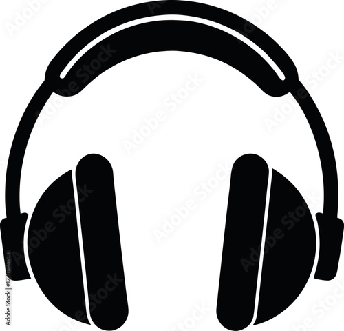 Minimalist Black Headphone Silhouette Vector Illustration | Simple Icon for Music, Audio, Sound, DJ, Gaming, Podcast, Studio, Entertainment, and Technology Design Elements