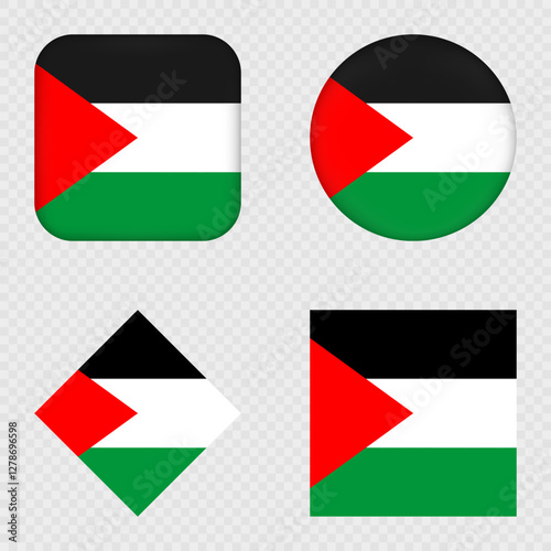 Palestine Flag Icons Pack. Vector illustration.